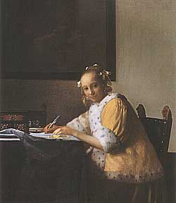 A lady writing a letter