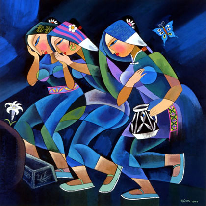 Women Arriving at the Tomb, by He Qi, China